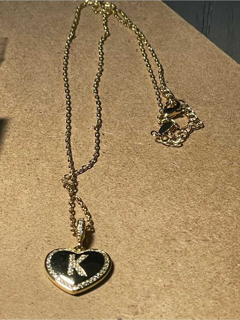 New  Moissanite Gold Heart Initial K Necklace